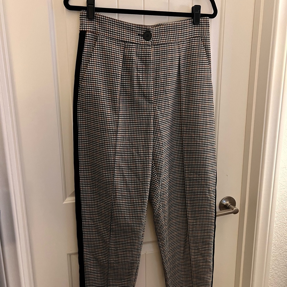 River island Houndstooth Trousers with Black Side Stripe